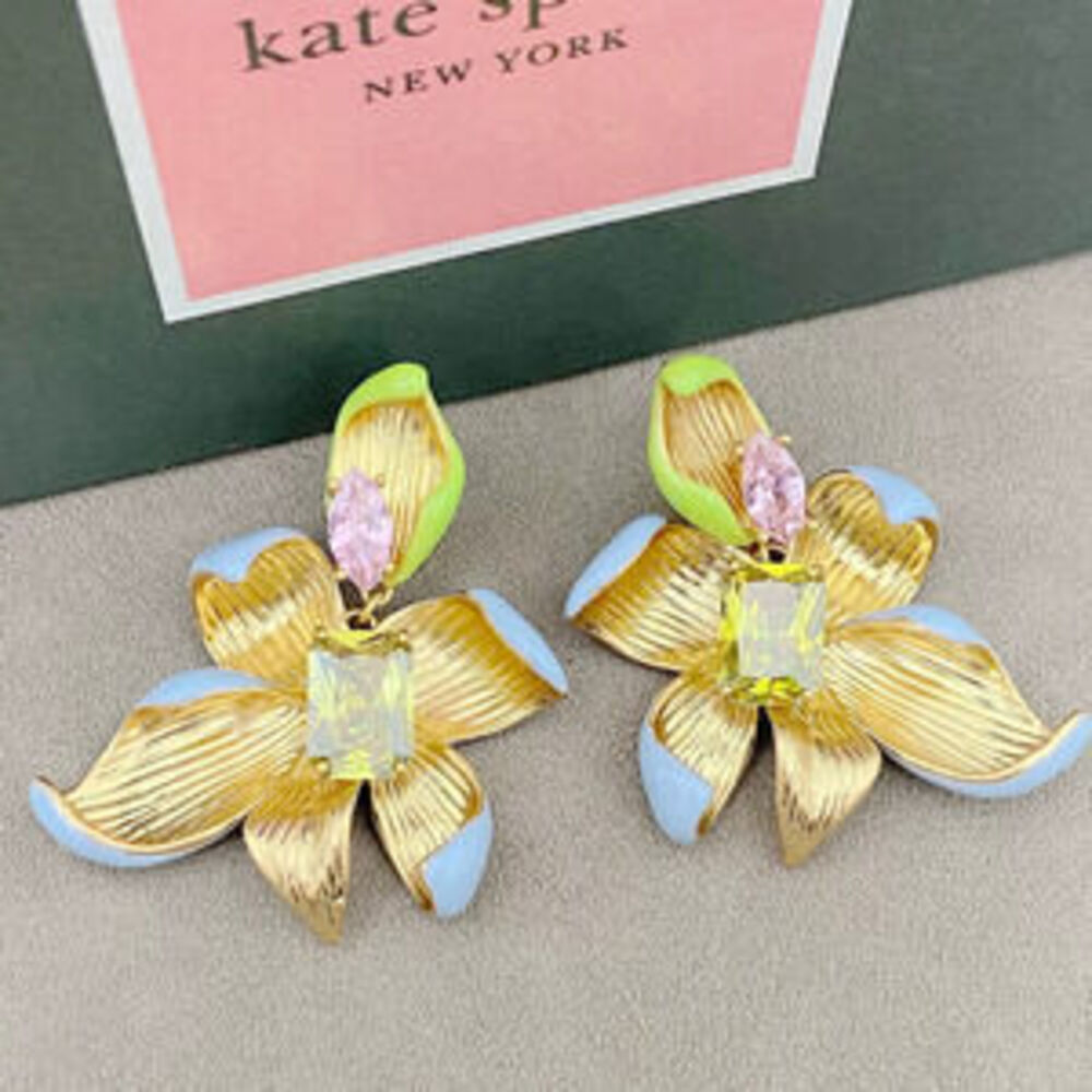 kate spade Enamel Painted Flower Earrings Metal Inlay